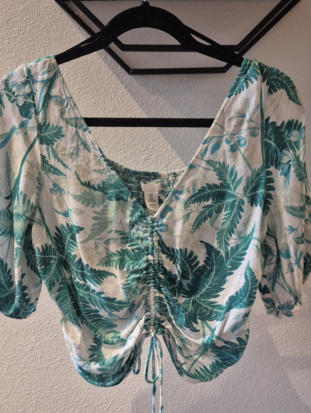 H&M Tropical Fern Ruched Blouse